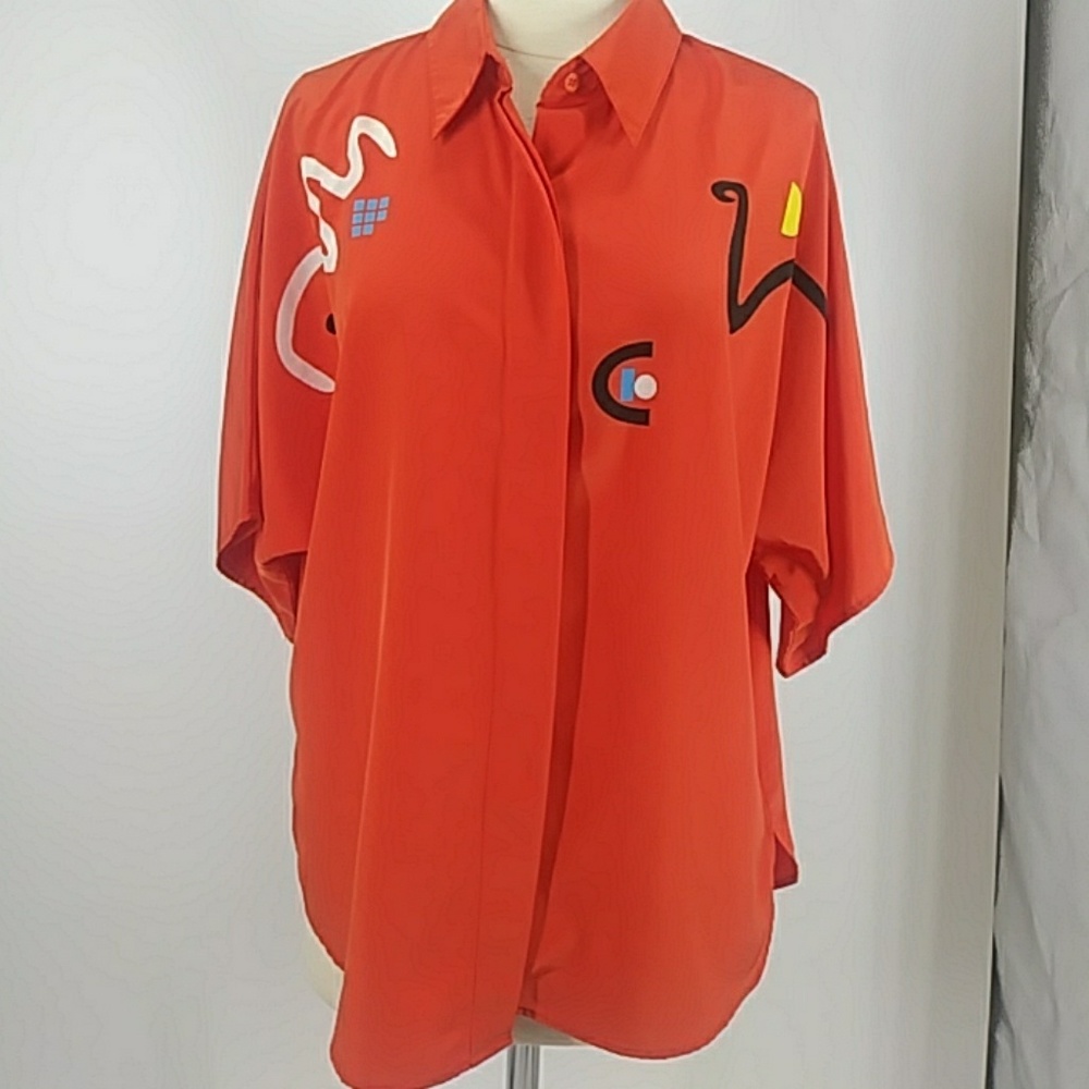 Claus orange dolman-sleeved top-sz 14